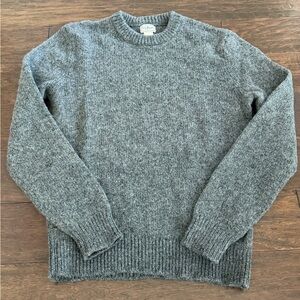 L.L. Bean Men's Gray Lambswool Tight-Knit Pullover Sweater Crew Neck L